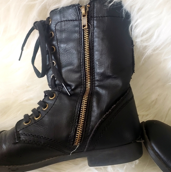 Black jepson rampage faux leather combat boots - Picture 7 of 7